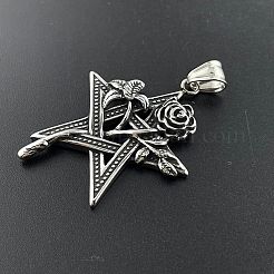 Vintage 304 Stainless Steel Star Rose Pendant Necklaces&nbsp;XF5459