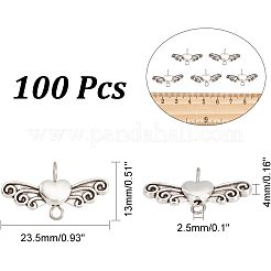 100Pcs Tibetan Style Alloy Heart with Wing Connector Charms&nbsp;TIBE-HY0001-02