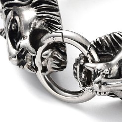 304 Stainless Steel Lion Head Herringbone Chain Bracelets for Men & Women&nbsp;BJEW-D031-22AS