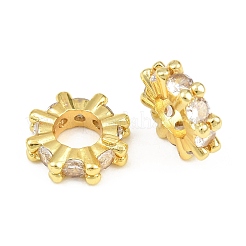 Brass Pave Clear Cubic Zirconia European Beads&nbsp;CU-CBA6A75-21G