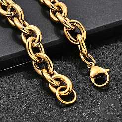 304 Stainless Steel Cable Chain Bracelets for Women&nbsp;LS-BJEW-Q050-01C-G