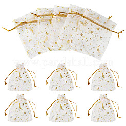 30Pcs Gold Stamping Moon Star Organza Drawstring Gift Bags&nbsp;ABAG-TA0002-21A