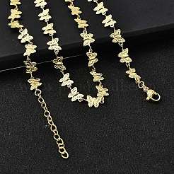Brass Butterfly Link Chain Necklaces&nbsp;NJEW-M108-15G