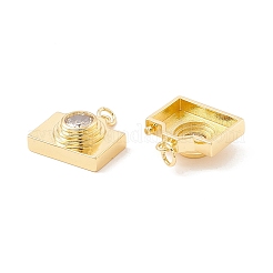 Brass Micro Pave Clear Cubic Zirconia Pendants&nbsp;X-ZIRC-P098-12G