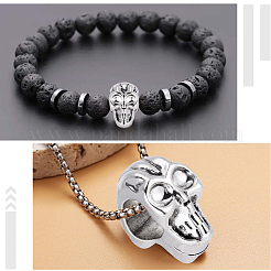 50Pcs Skull Alloy European Beads&nbsp;MPDL-PA0001-02