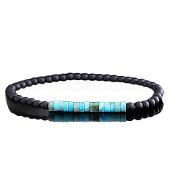Matt Synthetic Non-magnetic Hematite & Natural Imperial Jasper Beads Stretch Bracelets for Men&nbsp;KN7980-5