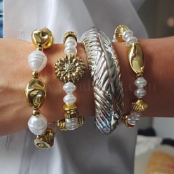 CCB Plastic & Faux Pearl & Plastic Beaded Stretch Bracelet Sets&nbsp;WG2A95F-01