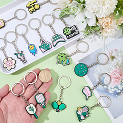 15Pcs 15 Styles Pickleball Theme PVC Pendant Keychains&nbsp;KEYC-SC0002-15