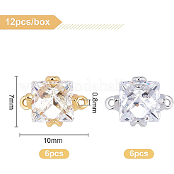 12Pcs 2 Colors Brass Micro Pave Clear Cubic Zirconia Links&nbsp;KK-BC0007-45