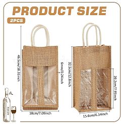 2-Slot Rectangle Linen Wine Storage Bags with Handle&nbsp;ABAG-WH0046-28B