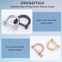 4Pcs 4 Colors 304 Stainless Steel D-Ring Anchor Shackle Clasps&nbsp;STAS-UN0039-07