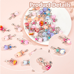 36Pcs 6 Colors Heart Angel Alloy & Acrylic Pendant Decorations&nbsp;HJEW-FH00116