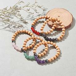 Natural Wood Beads Stretch Bracelets&nbsp;BJEW-JB06516