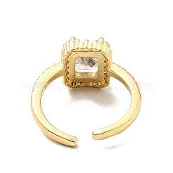 Clear Cubic Zirconia Rectangle Open Cuff Ring&nbsp;RJEW-G251-11G