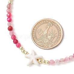 Summer Beach Dyed Natural Agate Round Beaded Necklaces&nbsp;NJEW-JN05262-01