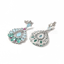 Colorful Cubic Zirconia & Rhinestone Teardrop Dangle Stud Earrings&nbsp;EJEW-H093-18P