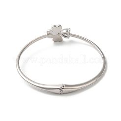 Rack Plating Brass Pave Clear Cubic Zirconia Clover & Heart Hinged Bangles&nbsp;BJEW-H616-01P