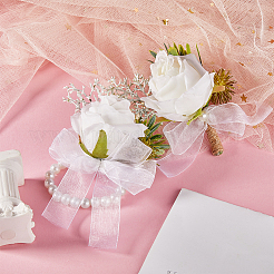 2Pcs 2 Style Silk Cloth Imitation Flower Boutonniere & Wrist Corsage&nbsp;AJEW-CP0005-81