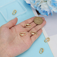 6Pcs Brass Micro Pave Clear Cubic Zirconia Screw Carabiner Lock Charms&nbsp;ZIRC-ME0001-07