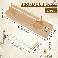 Rectangle Wood Tabletop Incense Stick Holder with Brass Stand&nbsp;AJEW-WH0481-797