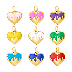 9Pcs Heart 304 Stainless Steel Enamel Pendants&nbsp;PALLOY-PH01919