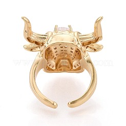 Brass Micro Pave Cubic Zirconia Cuff Open Rings&nbsp;KK-T080-32G