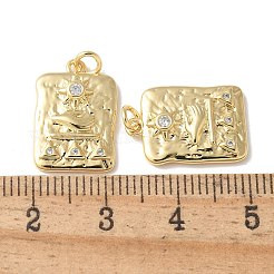 Brass Micro Pave Clear Cubic Zirconia Pendants&nbsp;KK-Q031-28G