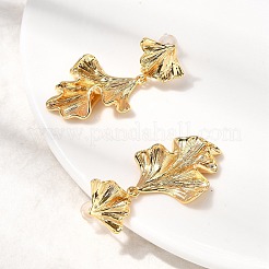 Ginkgo Leaf Brass Dangle Stud Earrings&nbsp;EJEW-B148-04G
