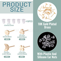 16Pcs 4 Styles Brass Stud Earrings for Women&nbsp;EJEW-TA0001-68