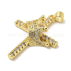 Rack Plating Brass Micro Pave Cubic Zirconia Pendants&nbsp;KK-F869-10G