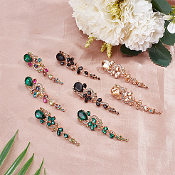 4 Pairs 4 Colors Rhinestone Teardrop Flower Dangle Stud Earrings&nbsp;EJEW-AN0004-16