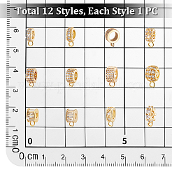 12Pcs 12 Styles Brass Micro Pave Cubic Zirconia Tube Bails&nbsp;KK-PH0013-23
