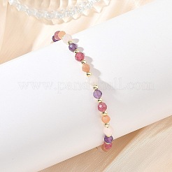 Natural Amethyst & Tourmaline & Sunstone & Rose Quartz Round Beaded Necklaces and Bracelet Set&nbsp;SJEW-JS01383