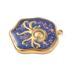 304 Stainless Steel Epoxy Resin with Natural Shell and Sequins Inside Pendants&nbsp;STAS-L026-17G-L04