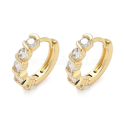 Flat Round Brass Micro Pave Clear Cubic Zirconia Hoop Earrings&nbsp;EJEW-Z102-19G