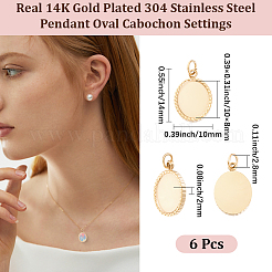 6Pcs 304 Stainless Steel Pendant Cabochon Settings&nbsp;STAS-BBC0010-58