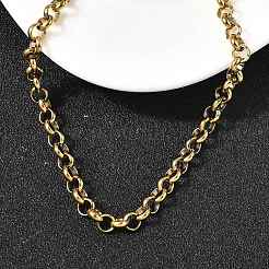 304 Stainless Steel Rolo Chain Necklaces with Spring Ring Clasps for Women&nbsp;NJEW-Z091-03G