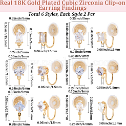 12Pcs 6 Styles Brass Micro Pave Clear Cubic Zirconia Ear Cuff Findings&nbsp;KK-BBC0022-22