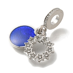 Rack Plating Alloy Blue Enamel European Dangle Charms&nbsp;FIND-H005-36P