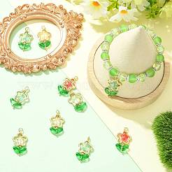10Pcs 5 Colors Flower Glass Pendants&nbsp;PALLOY-FS00078