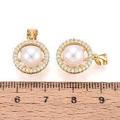 Brass Micro Pave Clear Cubic Zirconia Pendants&nbsp;KK-T080-56G