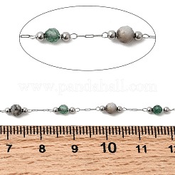 Handmade Natural Indian Agate & Synthetic Howlite & 316 Stainless Steel Round Link Chains&nbsp;CHS-L033-07P-02