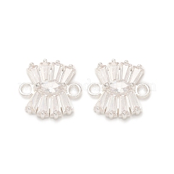 Brass Clear Glass Connector Charms&nbsp;KK-P228-72S