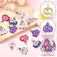 12Pcs 6 Colors Alloy Rhinestone Pendants&nbsp;FIND-YW0011-79