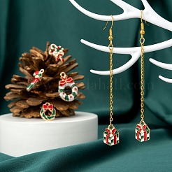 60Pcs 6 Style Light Gold Christmas Theme Alloy Enamel Pendants&nbsp;ENAM-LS0001-58