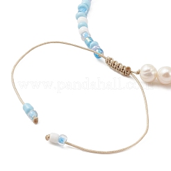 3Pcs 3 Color Glass Seed & Natural Pearl Braided Bead Bracelets Set&nbsp;BJEW-JB09572