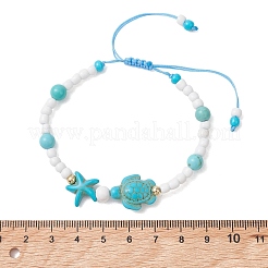 3Pcs 3 Colors Adjustable Synthetic Turquoise Braided Bead Bracelets&nbsp;BJEW-MZ00326