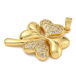 Rack Plating Brass Micro Pave Clear Cubic Zirconia Pendants&nbsp;KK-Z063-32G