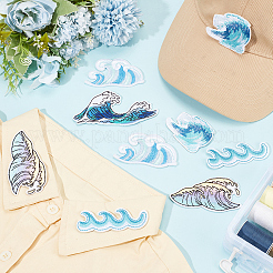 20Pcs 5 Styles Sea Wave Embroidery Sew On Patches&nbsp;PATC-CY0001-71
