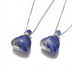 Natural Lapis Lazuli Openable Perfume Bottle Pendant Necklaces&nbsp;G-K295-A02-P